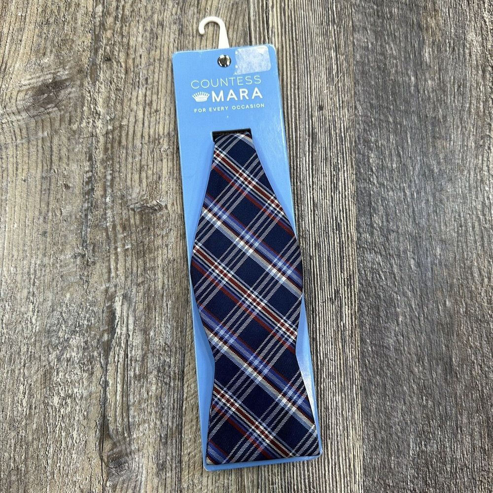 NWT Countess Mara Men's TT Ess Primary Plaid Classic Dress Bow Tie Silk $45